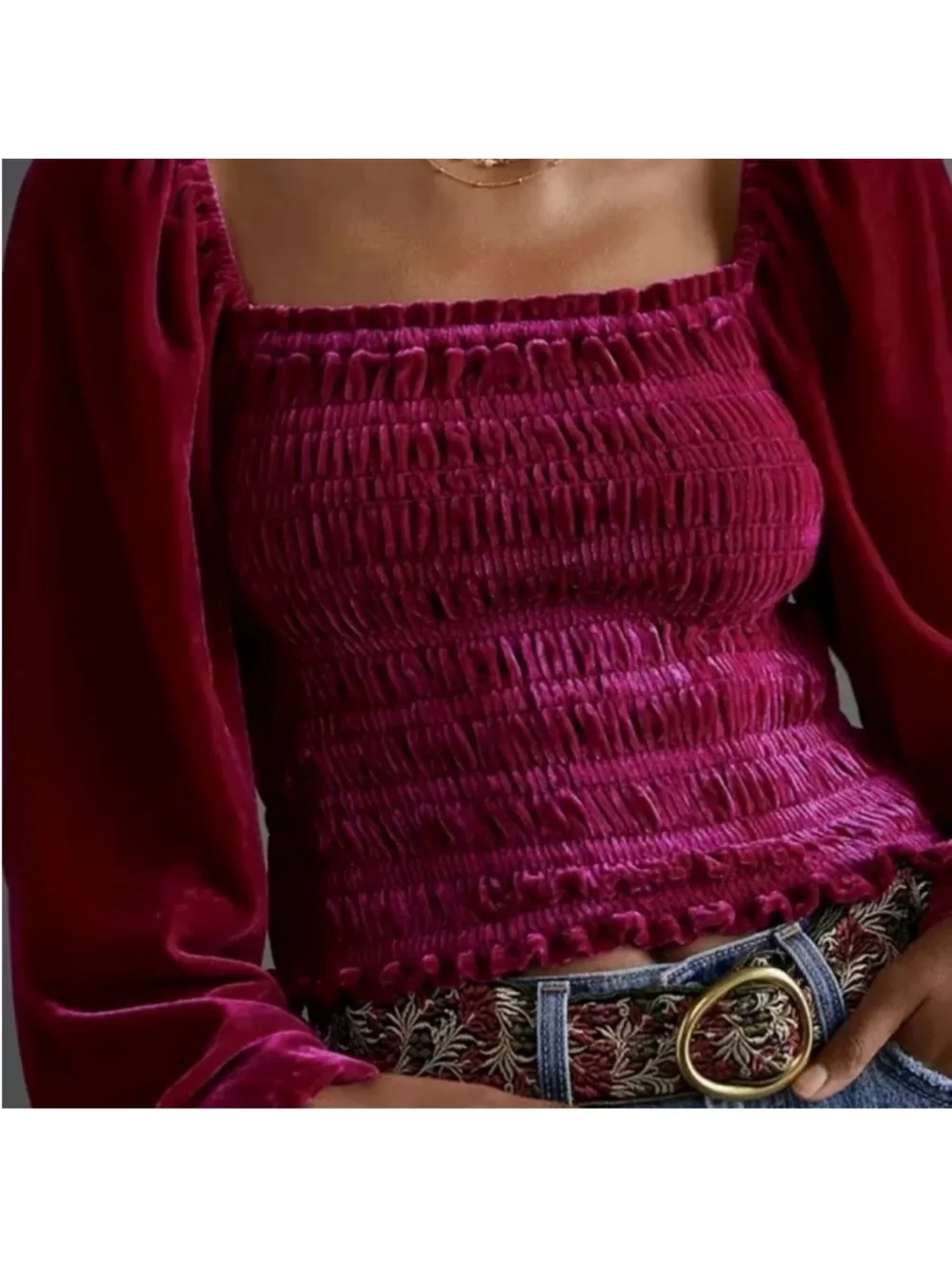 Anthropologie smocked puff sleeve blouse